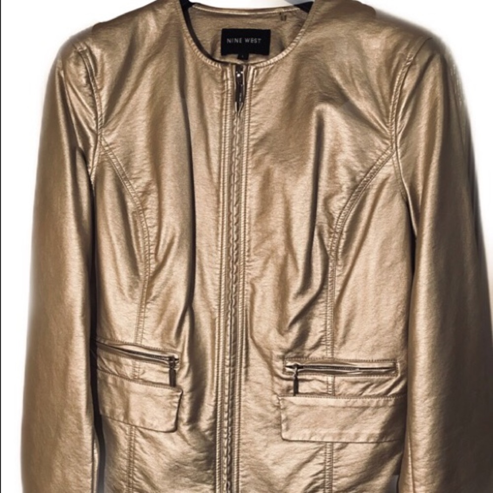 NEW🔥Metallic Nine West LEATHER Jacket